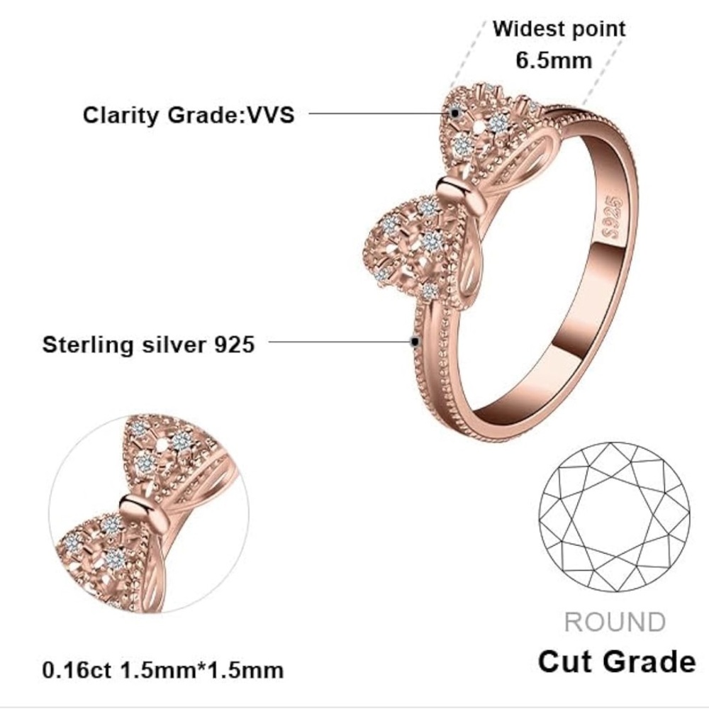 NEW Rose Gold Plated-Bow Ring - Size 6 - Picture 2 of 6